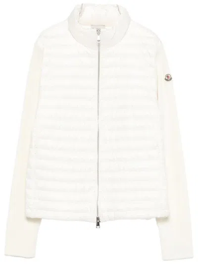 Moncler Lightweight Down-filled Knit Front Sweater (size S) In White