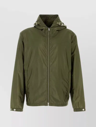 Moncler Lightweight Hooded Windbreaker With Adjustable Cuffs In Green