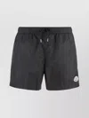 Moncler Logo Patch Swim Shorts With Elastic Waist In Black