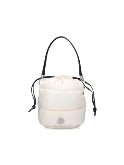 Moncler Lightweight Quilted Shoulder Bag With Leather Inserts In White