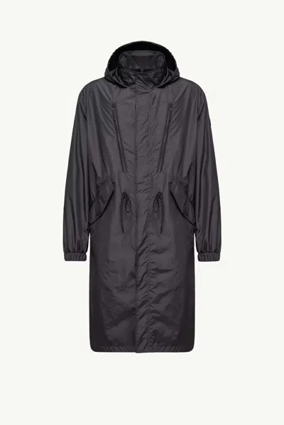 Moncler Lightweight Technical Nylon Raincoat In Black
