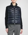 Moncler Lightweight Wool Puffer Cardigan In Navy