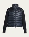 Moncler Cardigan With Quilted Front In Navy