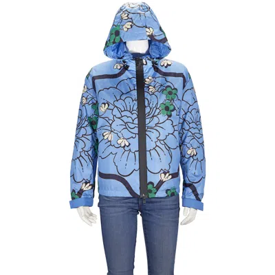 Moncler Lil Macro-floral Print Quilted Jacket In Pastel Blue