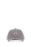 Moncler Grey Solid Logo Baseball Hat In Gray