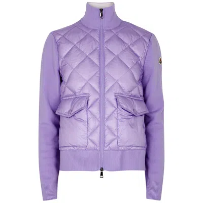 Moncler Lilac Wool And Quilted Shell Jacket In Purple