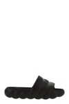 Moncler Quilted Rubber Sole Open Toe Slides In Black