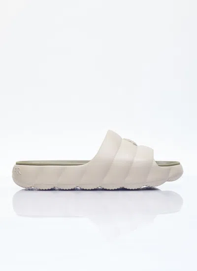 Moncler Lilo Logo Patch Slides In Beige