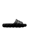 Moncler Quilted Rubber Sole Open Toe Slides In Black