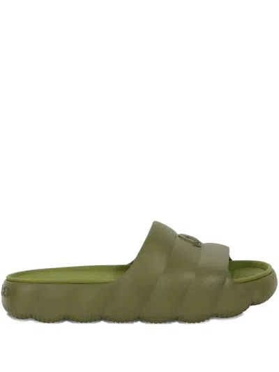 Moncler Lilo Quilted Slides In Green
