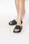 Moncler Quilted Rubber Sole Open Toe Slides In Black