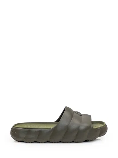 Moncler Lilo Embossed-logo Slides In Green