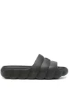 Moncler Quilted Rubber Sole Open Toe Slides In 999 - Black