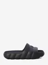 Moncler Quilted Rubber Sole Open Toe Slides In Black