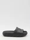 Moncler Quilted Rubber Sole Open Toe Slides In Black