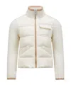 Moncler Lined Wool Zipper Cardigan Down Jacket In White