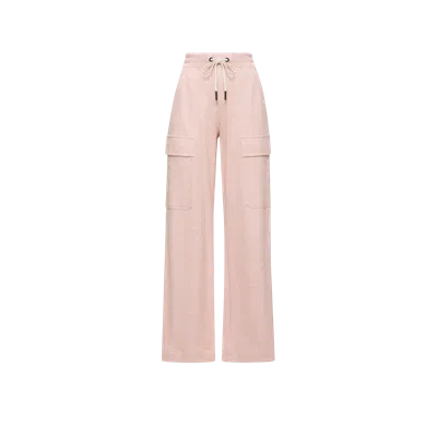 Moncler Pantalon De Survêtement En Lin Et Coton Mélangé, Femme, Rose, Taille: M In Pink