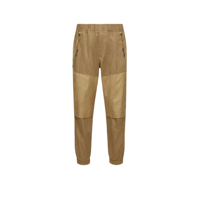 Moncler Linen Jogging Trousers In Brown