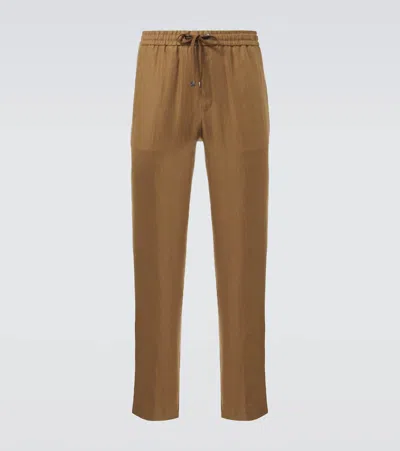 MONCLER LINEN STRAIGHT PANTS