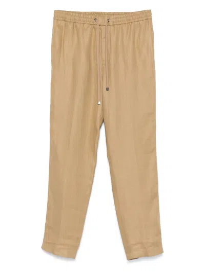 Moncler Linen Track Pants In Neutrals