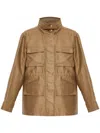 Moncler Agax Linen And Cotton Jacket In Brown
