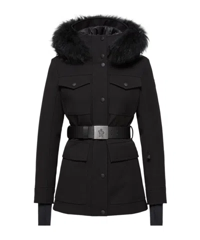 MONCLER LINOTTE SHEARLING-TRIMMED DOWN SKI JACKET
