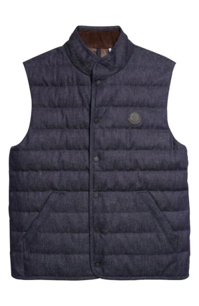 Moncler Liorane Denim Down Puffer Vest In Blue