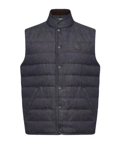 Moncler Liorane Denim Down Vest In Black