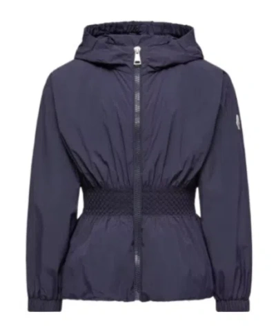 Moncler Liriope Hooded Short Jacket In Blue