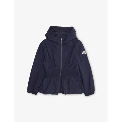 Moncler Kids' Liriope Smock-waist Shell Jacket 4-14 In Blue