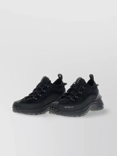 Moncler Lite3 Nubuck & Suede Trainers With Carbon Sole In Black