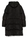 Moncler Long Litte Down Jacket With Square Quilting And Hood Clothing In Black