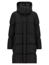 Moncler Litte Square-quilted Hooded Long Down Jacket In Black