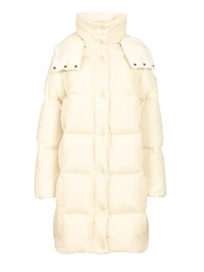 Moncler Litte Long Coat Jackets White In Neutral