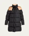 Moncler Litte Long Down Puffer Coat With Detachable Hood In Black