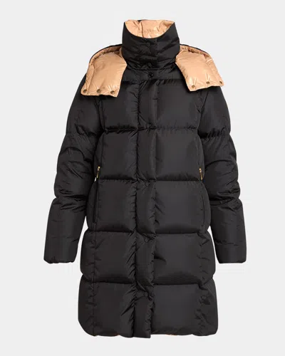 MONCLER LITTE LONG DOWN PUFFER COAT WITH DETACHABLE HOOD