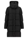 Moncler Litte Square-quilted Hooded Long Down Jacket In Black