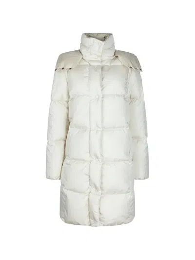 Moncler Litte Quilted Hooded Coat In White