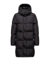 Moncler Litte Square-quilted Hooded Long Down Jacket In Black