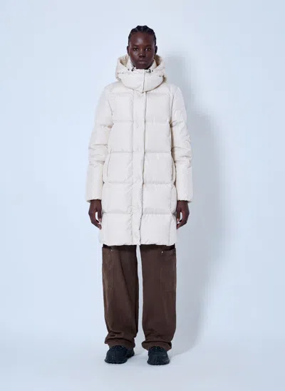Moncler Litte Square-quilted Hooded Long Down Jacket In Animal Print