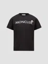 Moncler Cotton Jersey T-shirt With Logo Print Kids In Black