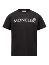 Moncler Cotton Jersey T-shirt With Logo Print Kids In Blue