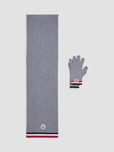 Moncler Little Boy's & Boy's Scarf And Gloves Set In Gray