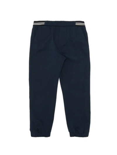 Moncler Little Boy's & Boy's Striped-trim Cotton Pants In Blue