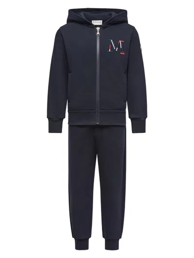 Moncler Little Boy's & Boy's Sweatsuit Set In Cotton In Blue