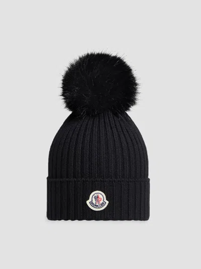 Moncler Little Girl's & Girl's Beanie Hat In Wool In Black