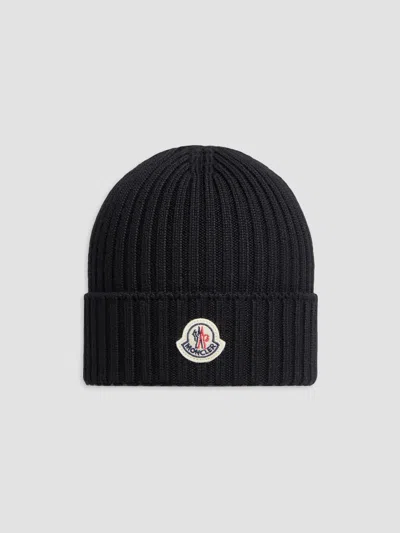 Moncler Little Girl's & Girl's Beanie Hat In Wool In Black