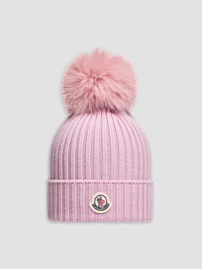 Moncler Little Girl's & Girl's Beanie Hat In Wool In Light Pink