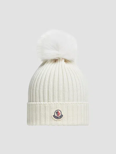 Moncler Little Girl's & Girl's Beanie Hat In Wool In White
