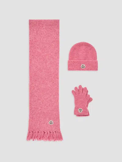 Moncler Kids' Little Girl's & Girl's Beanie, Scarf And Gloves Set In Pink